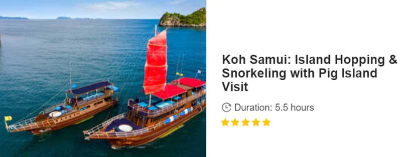 Button for Get your guide tour - Koh Samui: Island Hopping & Snorkeling with Pig Island Visit