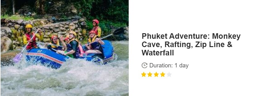 Button for Get your guide tour - Phuket Adventure: Monkey Cave, Rafting, Zip Line & Waterfall