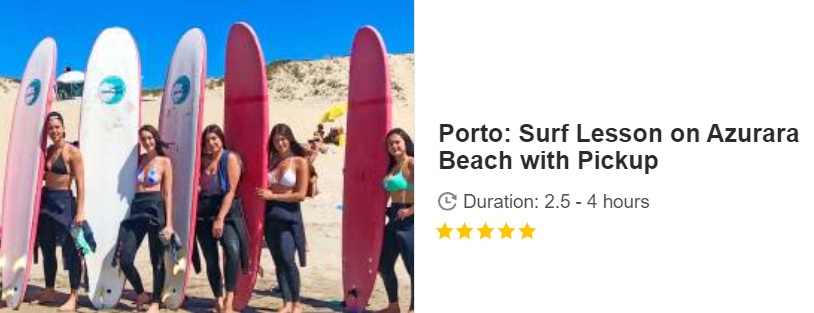 Button to buy a GET YOUR GUIDE Surf Lesson on Azurara Beach in Portugal