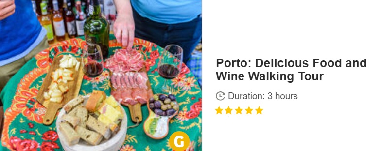 Button to Buy a GET YOUR GUIDE Delicious Food and Wine Walking Tour in Porto, Portugal