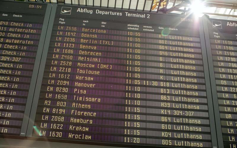 Airport table of departures