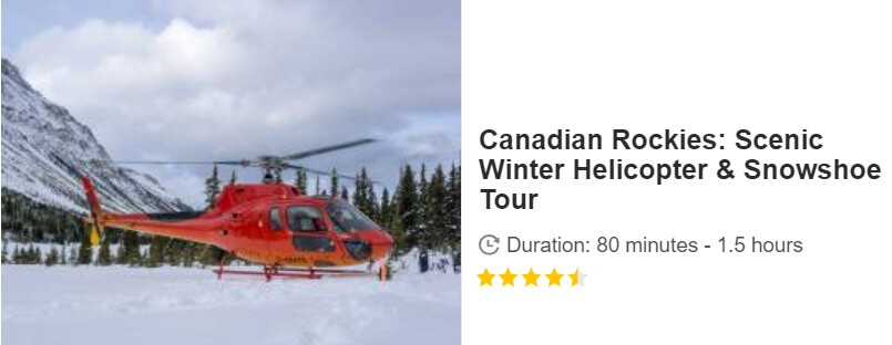 Button for Get your guide tour - Canadian Rockies: Scenic Winter Helicopter & Snowshoe Tour, Canada
