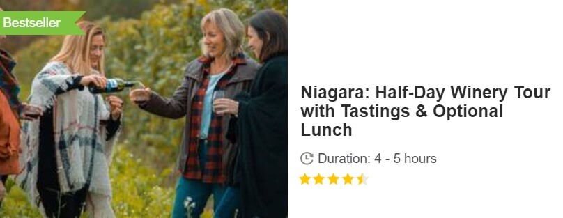 Button for Get your guide tour - Niagara: Half-Day Winery Tour with Tastings & Optional Lunch, Canada