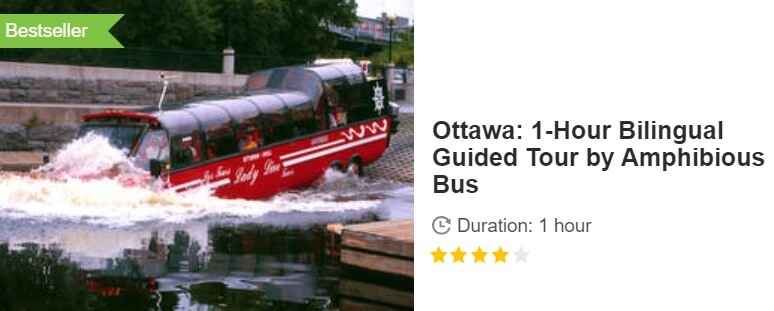 Button for Get your guide tour - Ottawa: 1-Hour Bilingual Guided Tour by Amphibious Bus, Canada