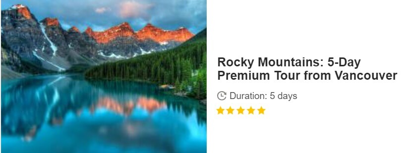 Button for Get your guide tour - Rocky Mountains: 5-Day Premium Tour from Vancouver, Canada