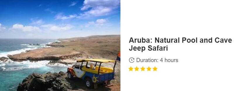 Button for Get your guide tour - Aruba: Natural Pool and Cave Jeep Safari