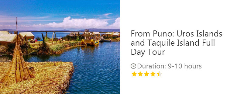 Button for Get your guide tour - From Puno: Uros Islands and Taquile Island Full Day Tour