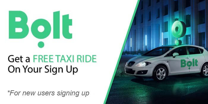 Button for Bolt discount free taxi ride