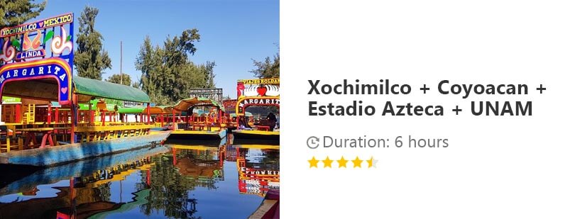 Button for Viator tour - Xochimilco + Coyoacan + Estadio Azteca + UNAM